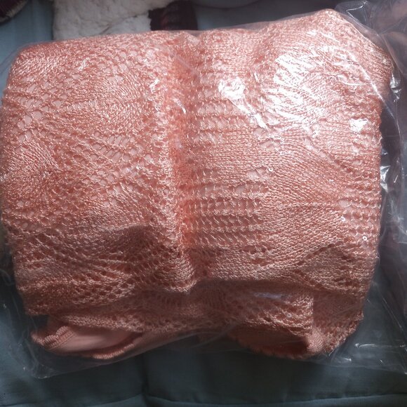 Guess crochet Liza sleeveless maxi dress boho XL peach/orange w/sequins NWT - Picture 5 of 14